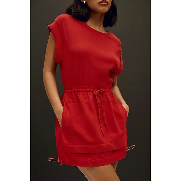 NWT Anthropologie Daily Practice Red Short Sleeve Mini Dress Size Medium - Picture 3 of 9